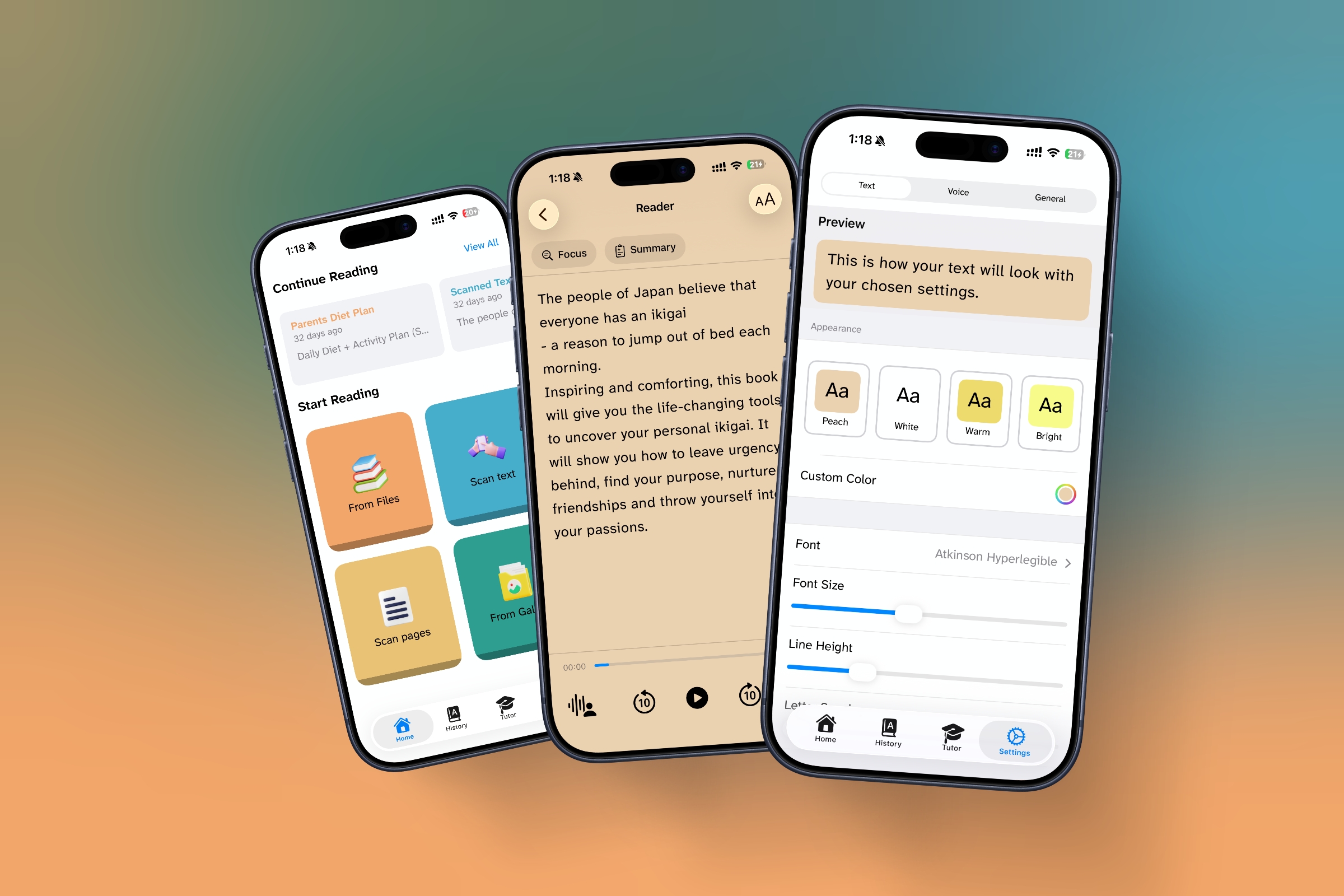 DyslexiaBuddy App Interface showing AI Tutor and reading tools